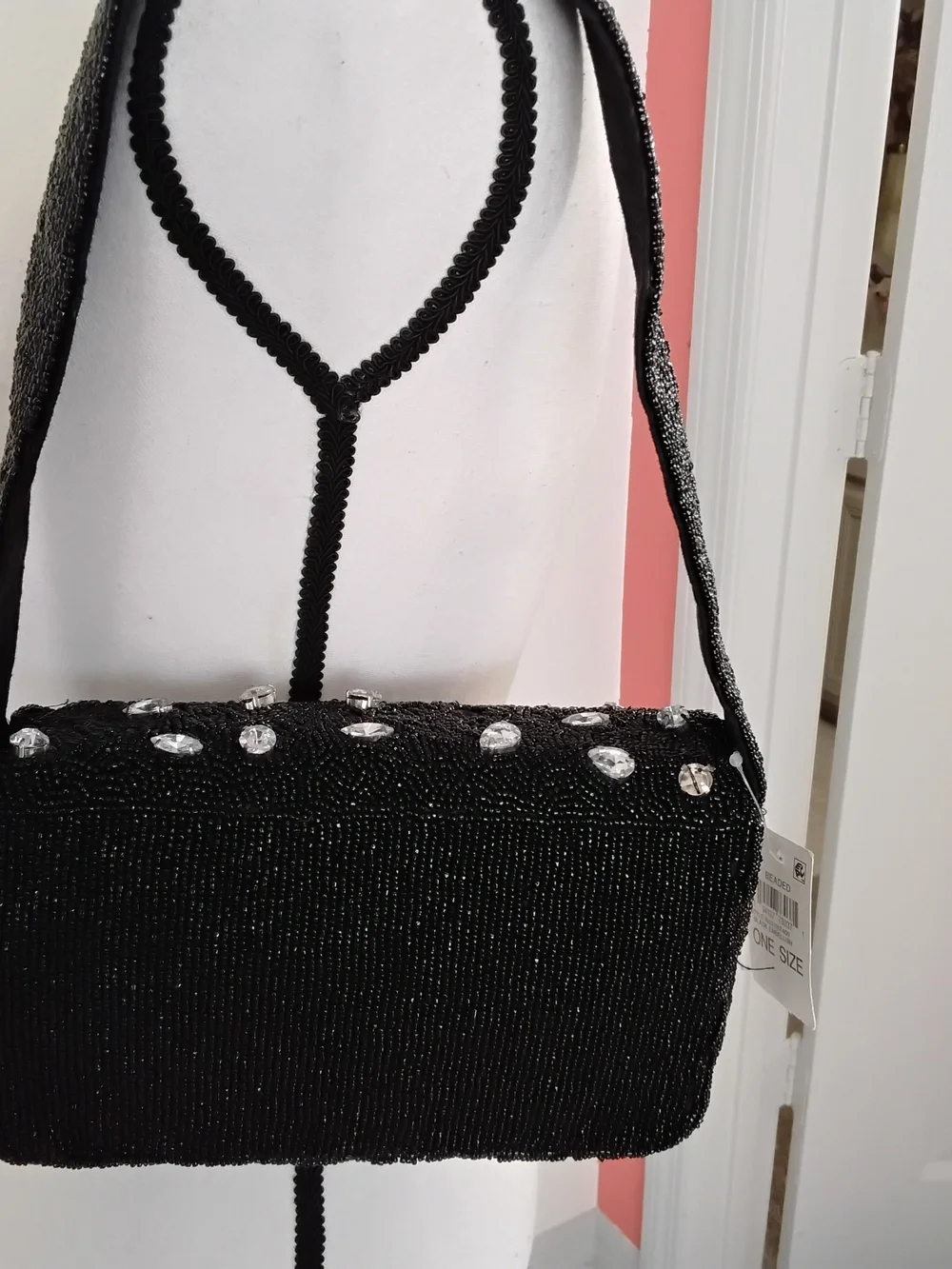 Black Embellished Evening Shoulder Bag